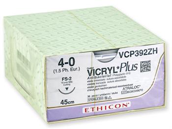 ETHICON VIKRYL PLUS-grubo4/0,iga19mm-plecione/ETHICON VICRYL PLUS ABSORBABLE-GAUGE4/0,Needle19mm 