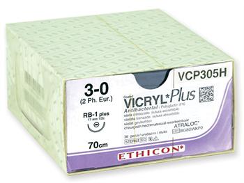ETHICON VIKRYL PLUS-grubo3/0,iga17mm-plecione/ETHICON VICRYL PLUS ABSORBABLE-GAUGE3/0,Needle17mm 