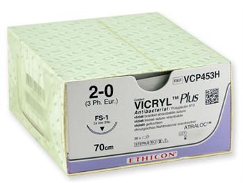 ETHICON VIKRYL PLUS-grubo2/0,iga24mm-plecione-2/ETHICON VICRYL PLUS ABSORBABLEGAUGE2/0,Needle24mm